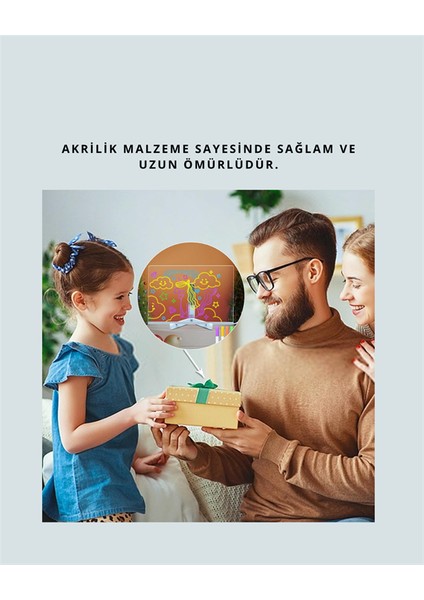 Lvsqvr LED Işıklı Şeffaf Yazı Tahtası – Neon Etkili Akrilik Pano, Silinebilir, 7 Renkli Kalemli, 30X20 cm indirimleri