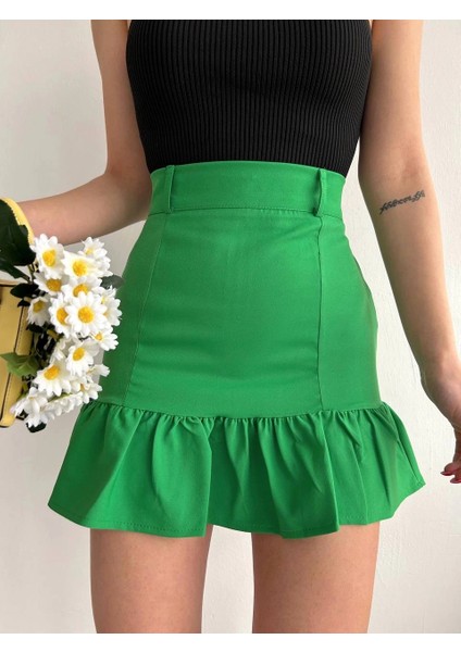 Lvsqvr Altı Fırfırlı Etek Yeşil S24817 (Beden: L)
