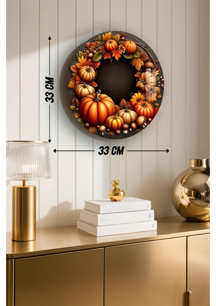 3D Görünümlü Temperli Cam Tablo – Balkabağı ve Sonbahar Temalı Duvar Süsü Uv Baskı 33X33 CM-CDS140 modelleri