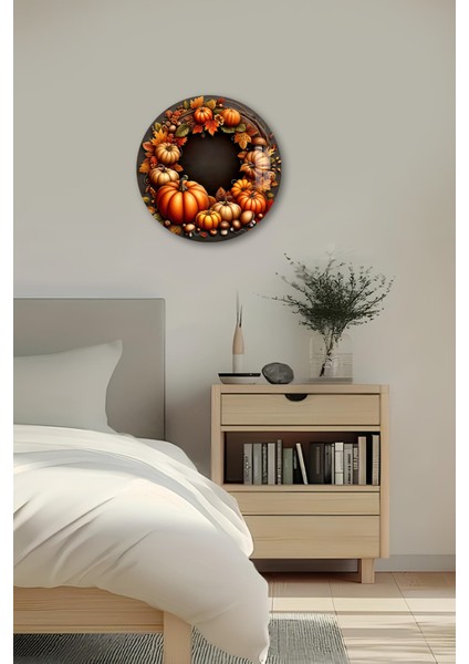 3D Görünümlü Temperli Cam Tablo – Balkabağı ve Sonbahar Temalı Duvar Süsü Uv Baskı 33X33 CM-CDS140 fırsatları