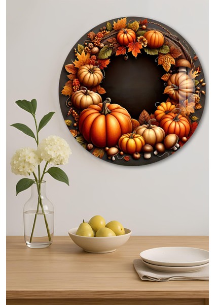 3D Görünümlü Temperli Cam Tablo – Balkabağı ve Sonbahar Temalı Duvar Süsü Uv Baskı 33X33 CM-CDS140 indirimleri