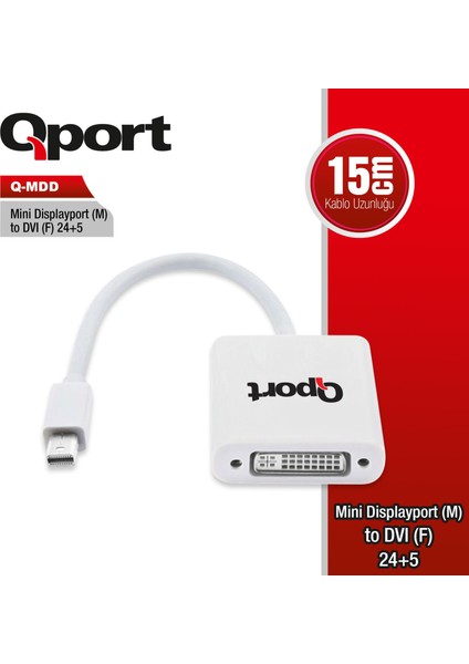 Qport Q-Mdd Mını Dısplay To DVI Çevirici Adaptör