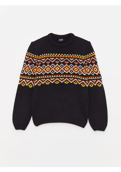 Yeni Sezon Bisiklet Yaka Desenli Uzun Kollu Erkek Çocuk Triko Kazak modelleri