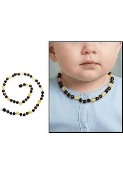 Kırmızı Sarı Doğal Damla Kehribar Taşlı Bebek Diş Kolyesi fiyatları