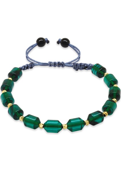 Makrome Örgülü Sarı Dorika Top Süslemeli Şeffaf Turkuaz Ateş Kehribar Kadın Bileklik