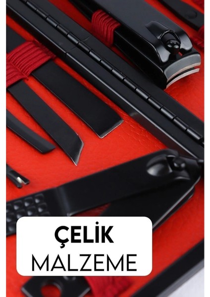 12 Parça Profesyonel Manikür Pedikür Seti – Paslanmaz Çelik | Siyah Seyahat Taşınabilir fırsatları