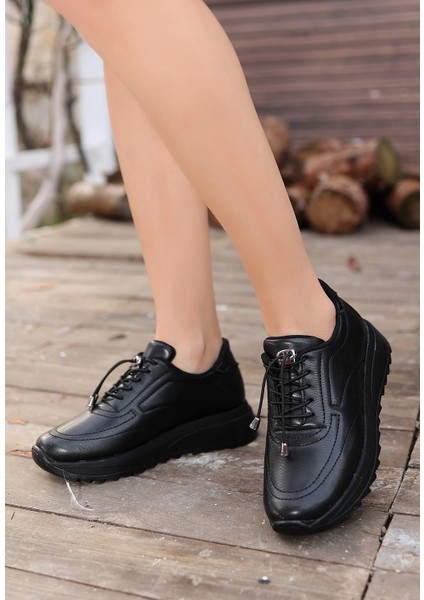 Nrtmsa Romy Siyah Cilt Bağcıklı Spor Ayakkabı (Numara: 37)