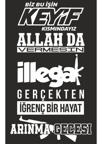 Arka Cam Biz Bu Işin Keyif Kısmındayız Araç, Araba, Oto, Motorsiklet, Cam Sticker 40X23 cm