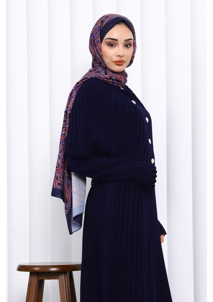 Lacivert Pelerin Detaylı Uzun Triko Elbise modelleri