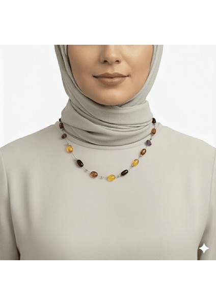 Ametist Taş Süslemeli 925 Ayar Gümüş Papağan Mekanizmalı Çok Renkli Doğal Damla Kehribar Kadın Kolye fırsatları