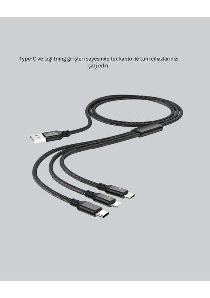 Çoklu USB Şarj Kablosu – 1,2m Hızlı Şarj, 3A Güçlü Akım fırsatları