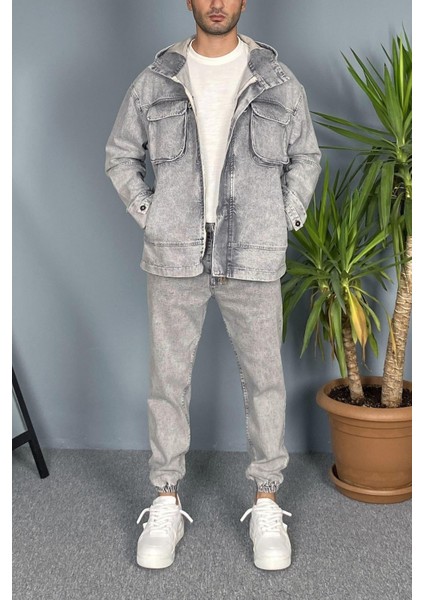 Kapüşonlu Kargo Cepli Gri Kot Mont fırsatları