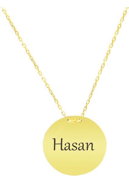 Klasik Model Altın Renk Isme Özel Yazılı 925 Ayar Gümüş Kadın Kolye