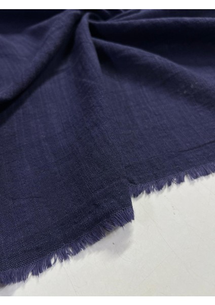 Çivit Mavisi Taşlanmış Ham Keten Kumaş Çift En Metrelik Gömlek Pantolon Takım Giyim Kumas