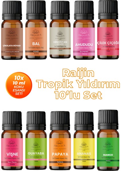 Raijin Tropik Yıldırım 10'lu Set Oda Kokusu Esansı (10X10ML)