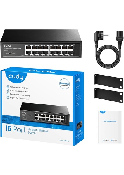 Cudy GS1016 16 Port 10/100/1000 Yonetılemez Rack Mount Swıtch Metal Kasa