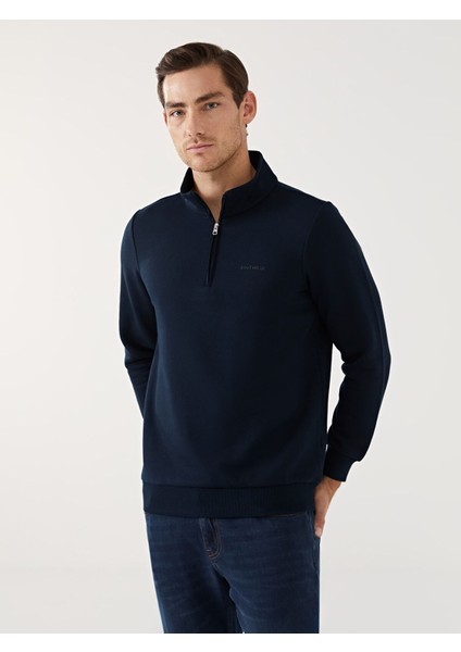 Yeni Sezon Dik Yaka Uzun Kollu Baskılı Erkek Sweatshirt