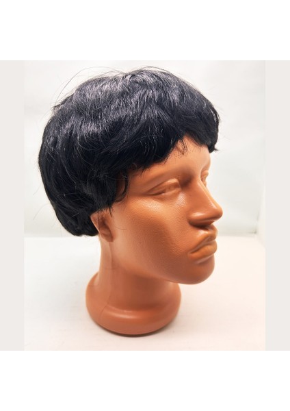 Siyah Renk Kısa Kesim Içi Astarlı Erkek Peruğu