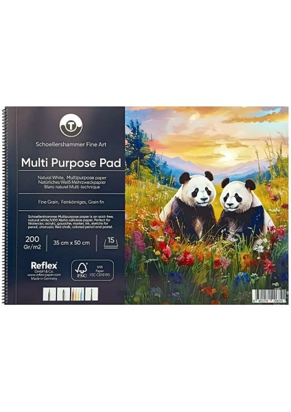 Schoellershammer Fine Art Çok Amaçlı Spiralli Eskiz Çizim Defteri 200 Gr. 35X50 Cm. 15 Yaprak