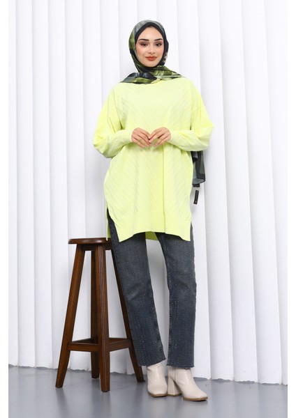 Sarı Bisiklet Yaka Soğuk İplik Triko Tunik fiyatları