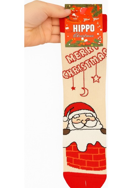 Yeni Yıl Yılbaşı Noel Figürlü Tasarım Çorap Özel Kutusunda