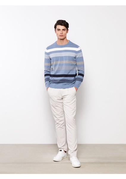 Yeni Sezon Bisiklet Yaka Uzun Kollu Çizgili Erkek Triko Kazak