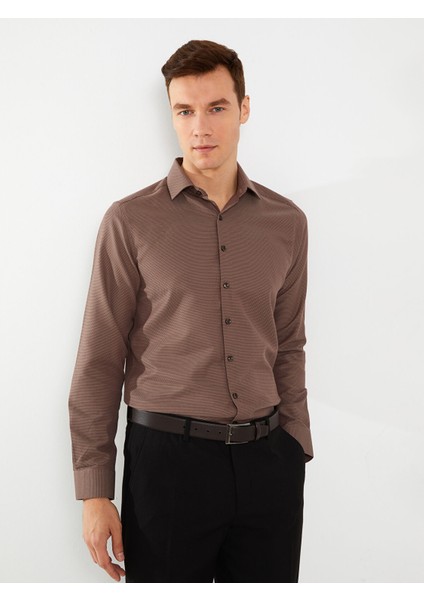 Yeni Sezon Slim Fit Uzun Kollu Armürlü Erkek Gömlek