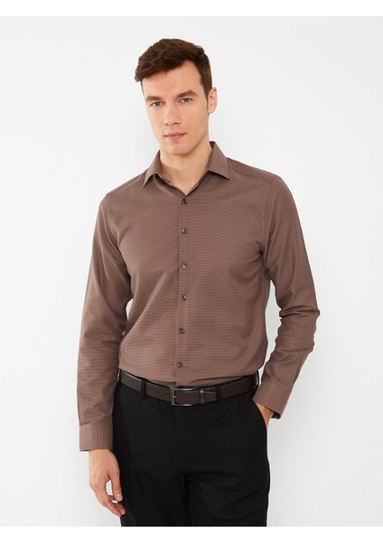 Yeni Sezon Slim Fit Uzun Kollu Armürlü Erkek Gömlek fiyatları