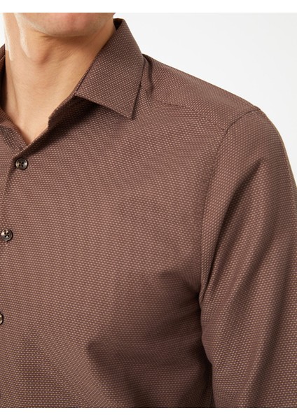 Yeni Sezon Slim Fit Uzun Kollu Armürlü Erkek Gömlek fırsatları