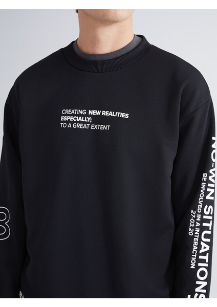 Yeni Sezon Bisiklet Yaka Baskılı Erkek Sweatshirt modelleri