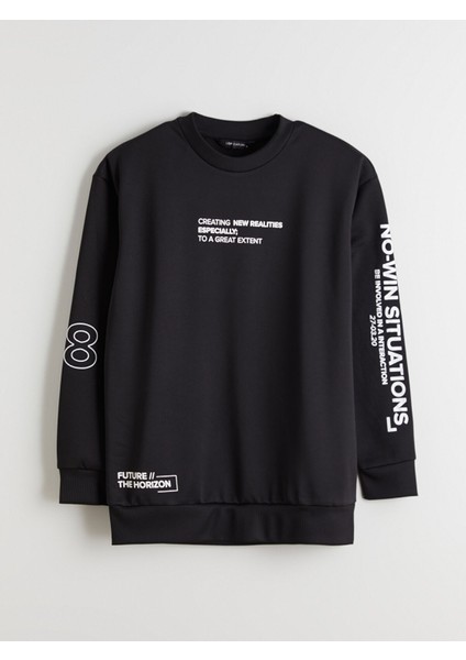 Yeni Sezon Bisiklet Yaka Baskılı Erkek Sweatshirt indirimleri