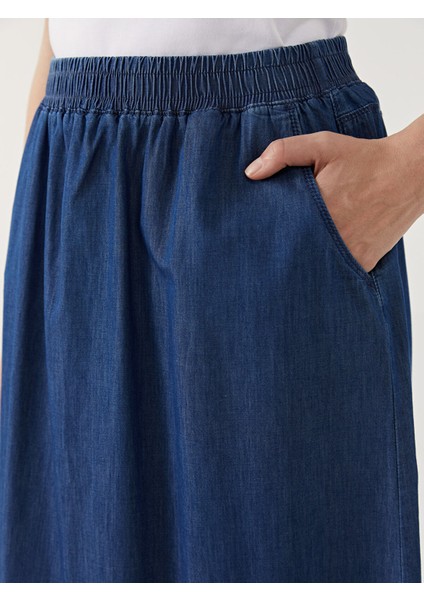 Yeni Sezon Beli Lastikli Kadın Jean Etek modelleri