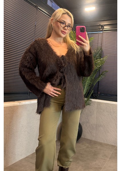 Kahverengi Marka Model Oversize Sakallı Hırka indirimleri