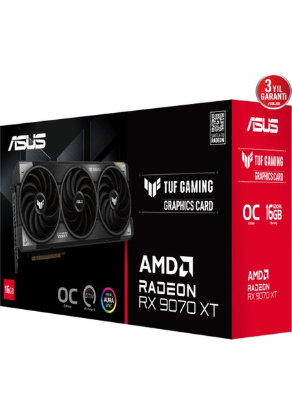 Asus TUF-RX9070XT-O16G-GAMING Amd Radeon RX9070XT 16GB Gddr6 256BIT Oc 1xhdmı 3xdp Rgb Ekran Kartı