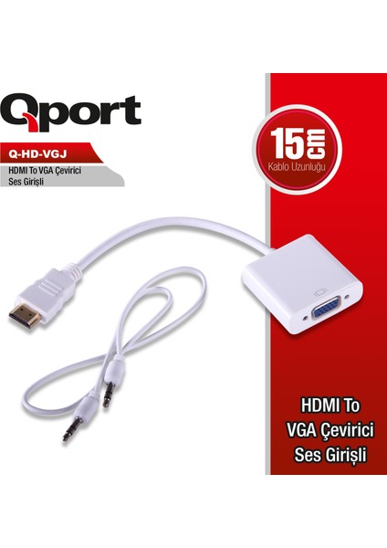 Qport Q-Hd-Vgj HDMI To Vga+Ses Girişli Çevirici Adaptör