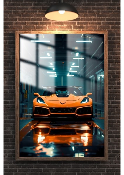 Corvette Araba Çerçeveli Metal Poster Tablo fırsatları