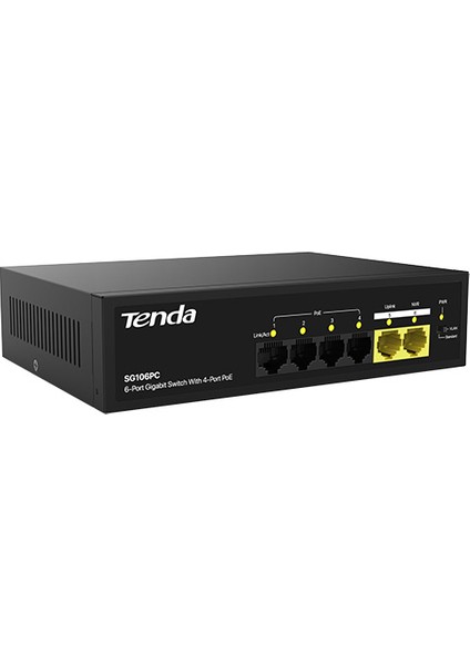 Tenda SG106PC 6 Port 10/100/1000 4 Port Poe+ 2 Port Uplınk 55W Yonetılemez Desktop Swıtch