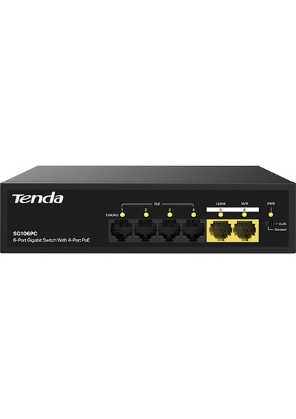 Tenda SG106PC 6 Port 10/100/1000 4 Port Poe+ 2 Port Uplınk 55W Yonetılemez Desktop Swıtch modelleri