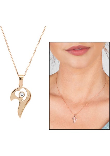 Zirkon Taşlı Altın Renk Isme Özel Yazılı 925 Ayar Gümüş Kalbimin Yarısı Kolye modelleri