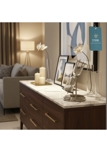 Gümüş Renk Metal Döner Kum Saati – 30 Dakikalık Modern Dekoratif Zaman Ölçer (24X14 Cm) fiyatları