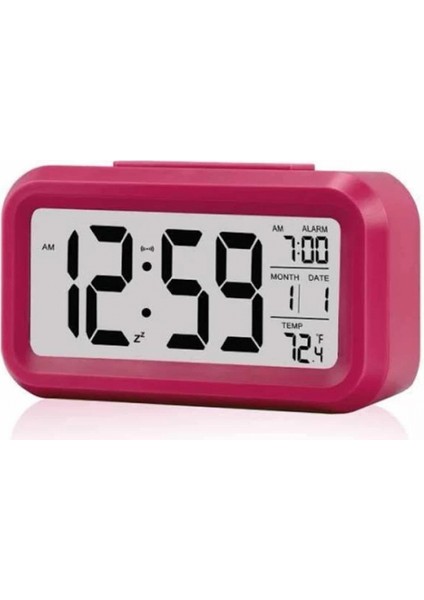 Işıklı Dereceli Masa Ofis Saati Alarmlı Termometre Takvim Çalar Saat