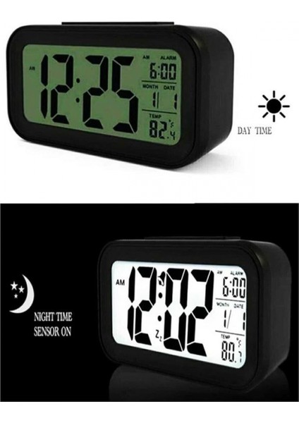 Işıklı Dereceli Masa Ofis Saati Alarmlı Termometre Takvim Çalar Saat fırsatları