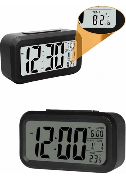 Işıklı Dereceli Masa Ofis Saati Alarmlı Termometre Takvim Çalar Saat indirimleri