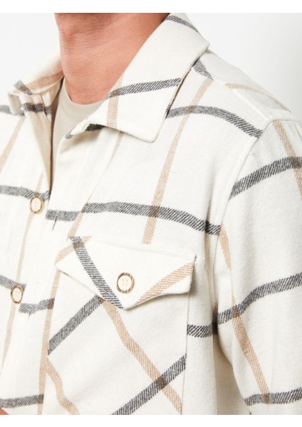 Yeni Sezon Rahat Kalıp Uzun Kollu Ekose Gabardin Erkek Gömlek Ceket fırsatları