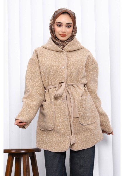 Vizon Çırçıtlı Kuşaklı Kaşe Ceket modelleri