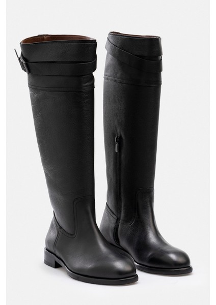 Kadın Hakiki Deri El Işçiliği Diz Altı Siyah Çizme indirimleri