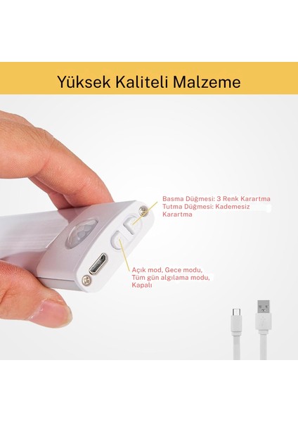 Hareket Sensörlü Akıllı Aydınlatma Lambası Şarjlı Fonksiyonel Tasarruflu 10 LED Pır Ampul indirimleri
