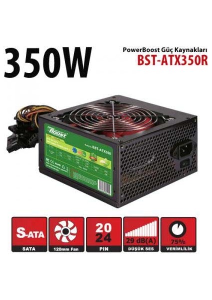 Power Boost BST-ATX350R 350W 12CM Fanlı Power Supply Kutulu
