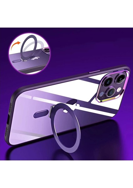 Iphone 15 Pro Max Kılıf Mudo Magneticsafe Standlı Kapak - Şeffaf modelleri