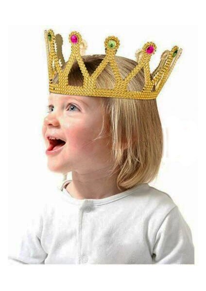 Ieg® Altın Renk Çocuk ve Yetişkin Uyumlu Kraliçe Tacı Prenses Tacı 8X25 cm (4887)